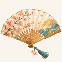 A folding fan painted with cherry blossoms