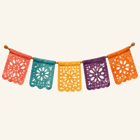 A string of papel picado flags — the craft inside the pack