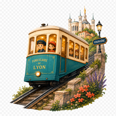 The Lyon funicular climbing to Fourvière