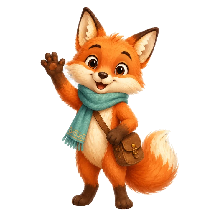 Filou the fox, with his little suitcase